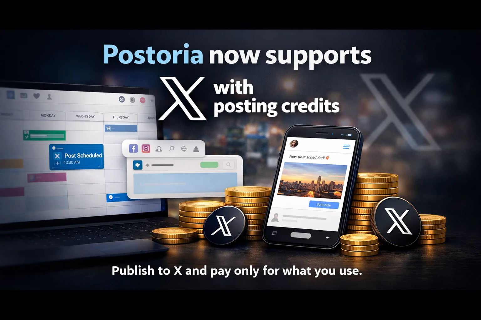 Postoria now supports X with posting credits