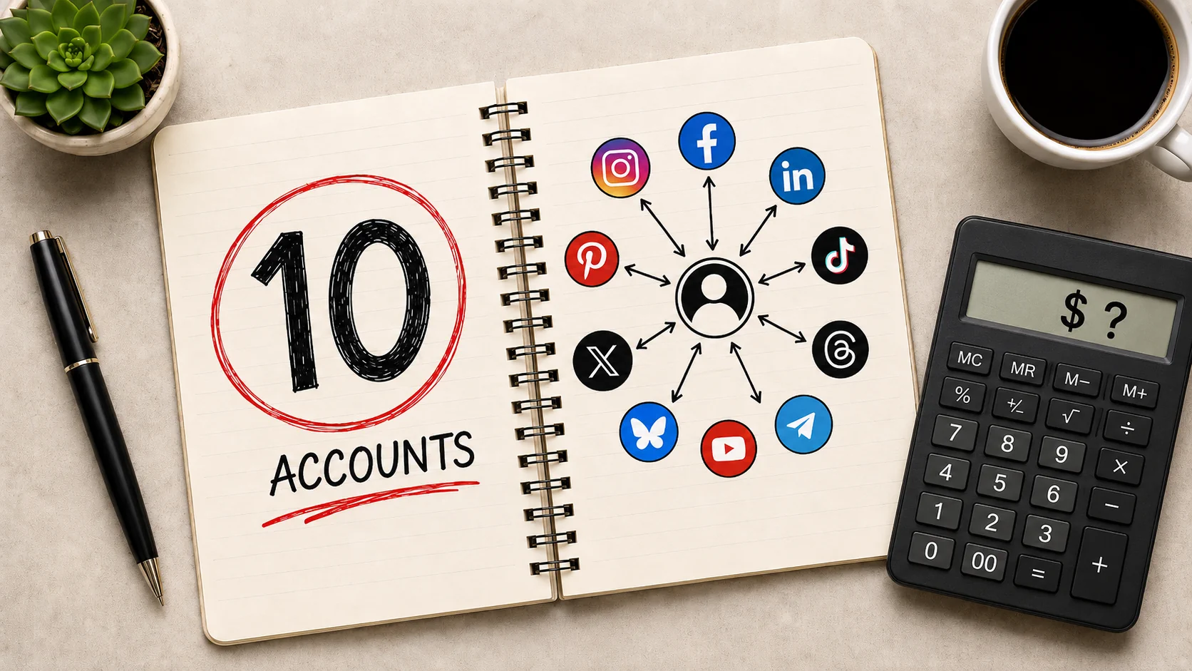 How much does a social media scheduler cost for 10 accounts?