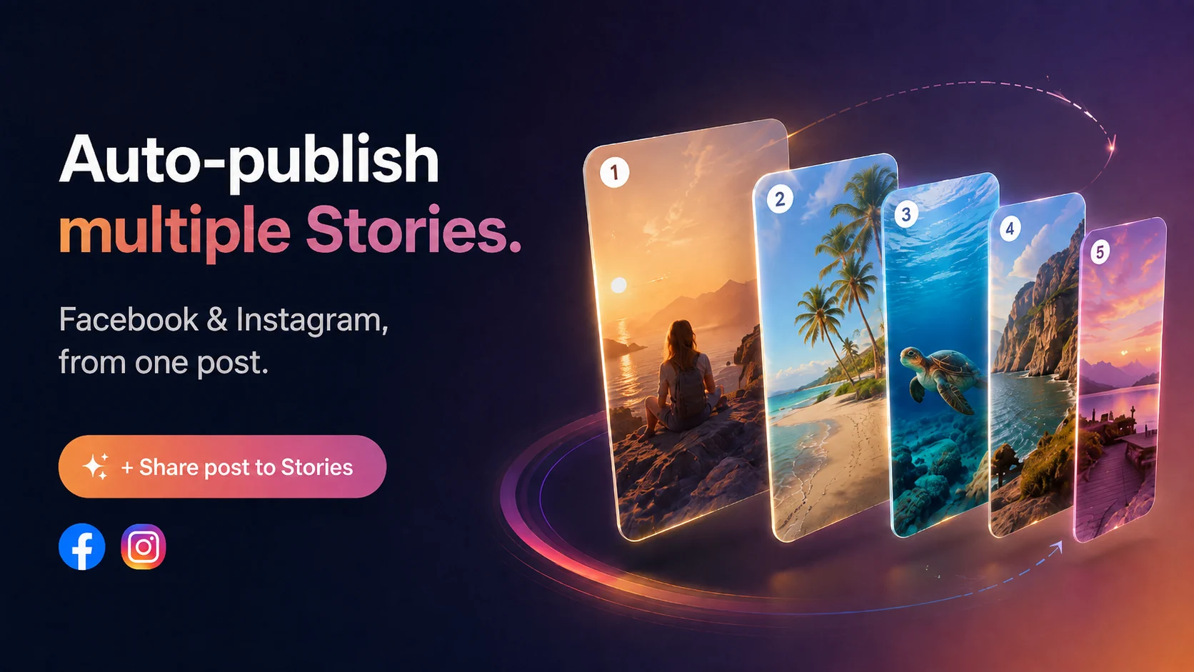 Publish multiple Facebook and Instagram Stories from one post