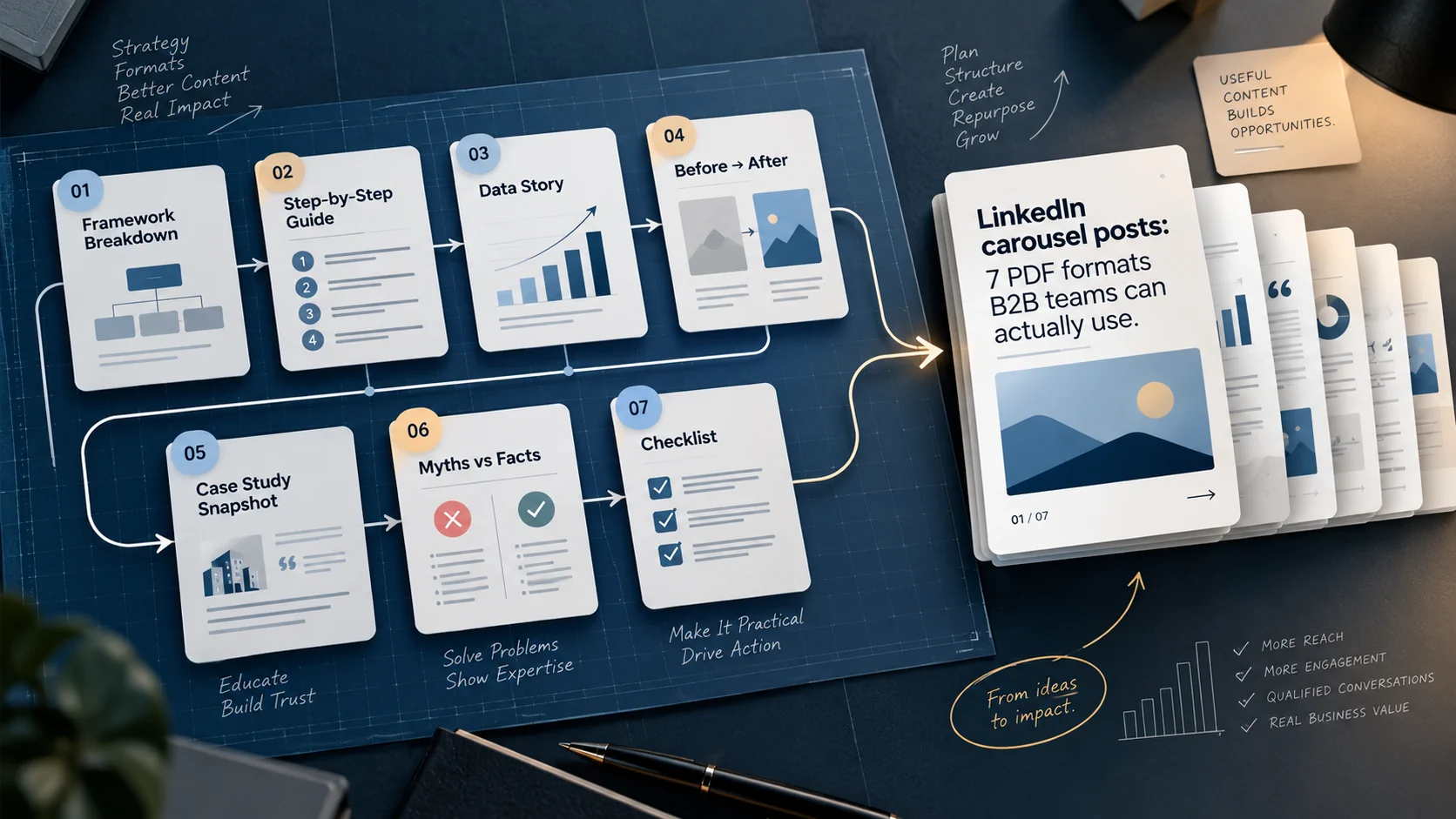 LinkedIn carousel posts: 7 PDF formats B2B teams can actually use