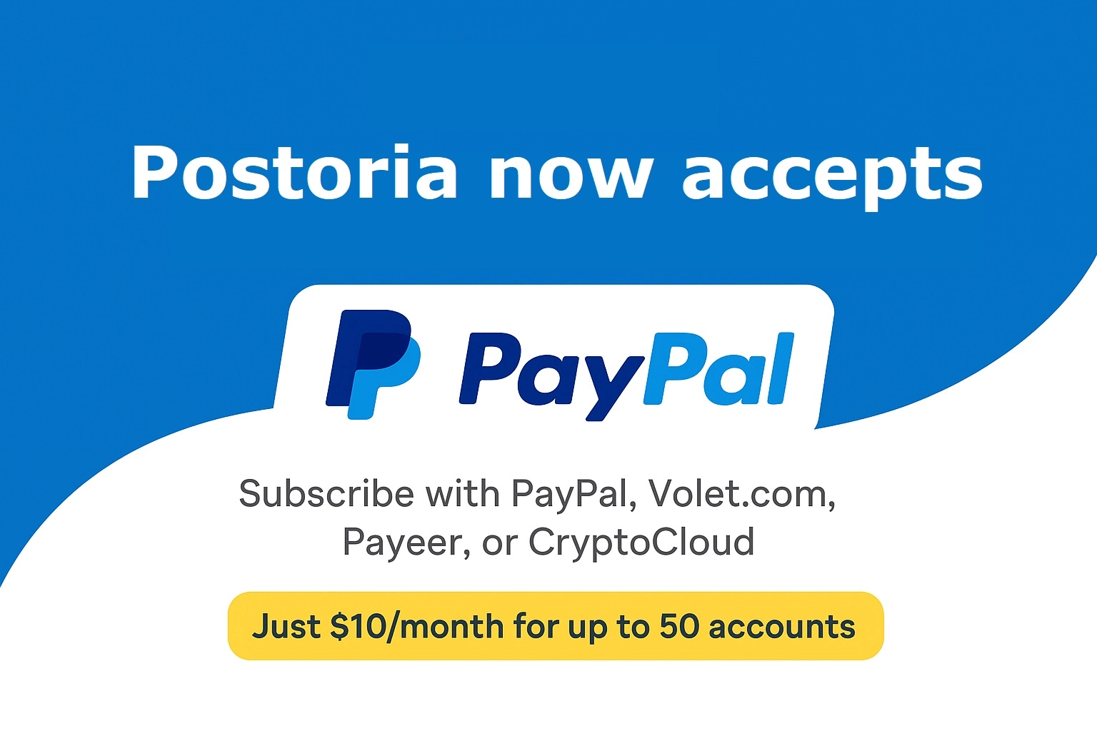 Postoria now accepts PayPal payments