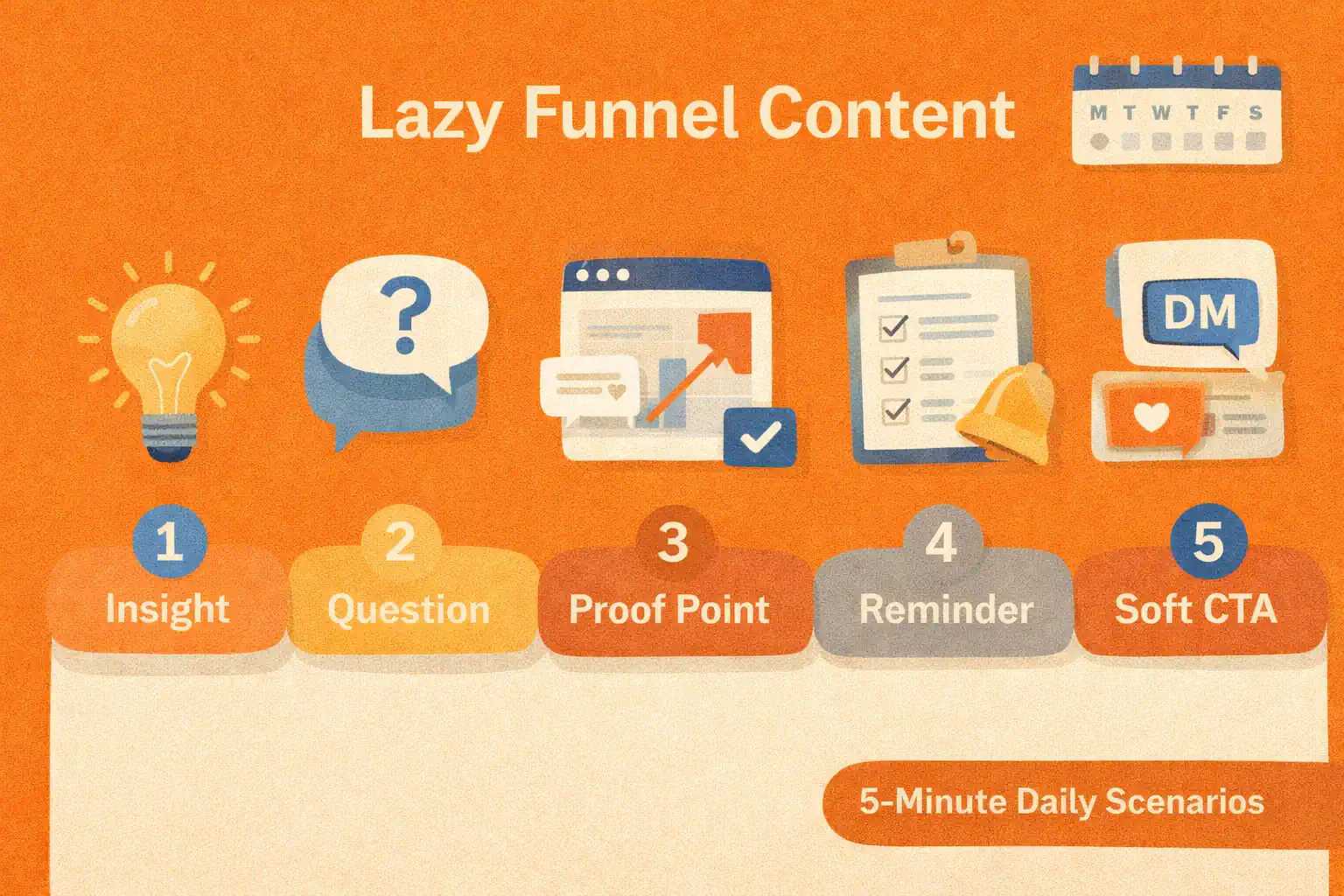Content for “lazy” funnels: 5-minute daily scenarios — minimal effort, consistent rhythm