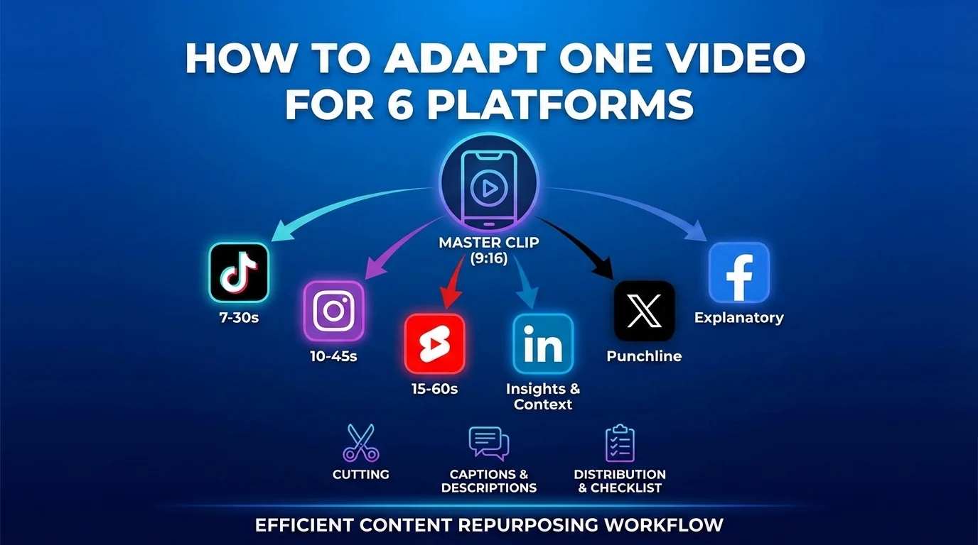 How to adapt one video for 6 platforms — cutting, captions, descriptions, and distribution channels