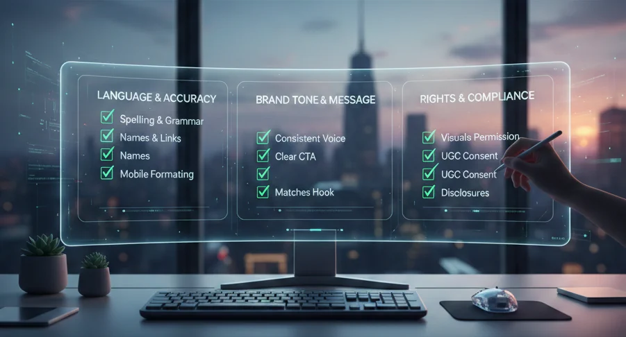 Content quality control: pre-publishing checklists — spelling, brand tone, and rights