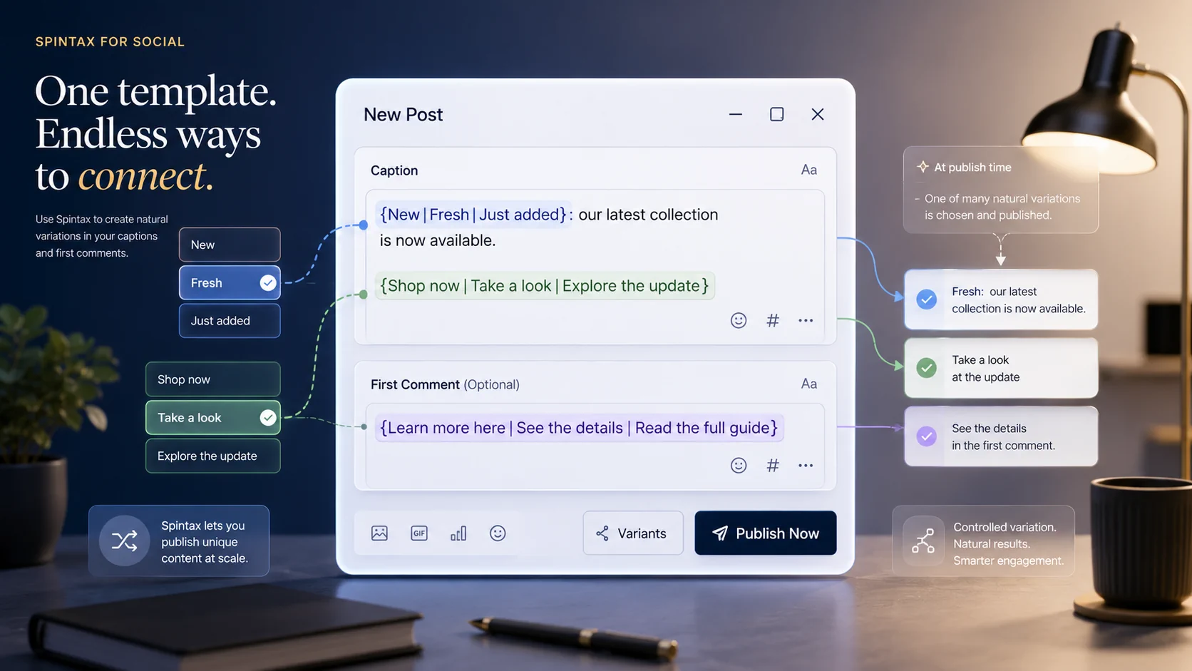Spintax for social media captions and comments